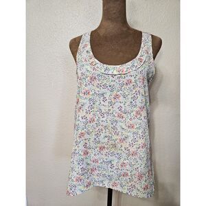 Candie’s Women’s Pastel Floral Racerback Tank Top with Ruffle Details Size S